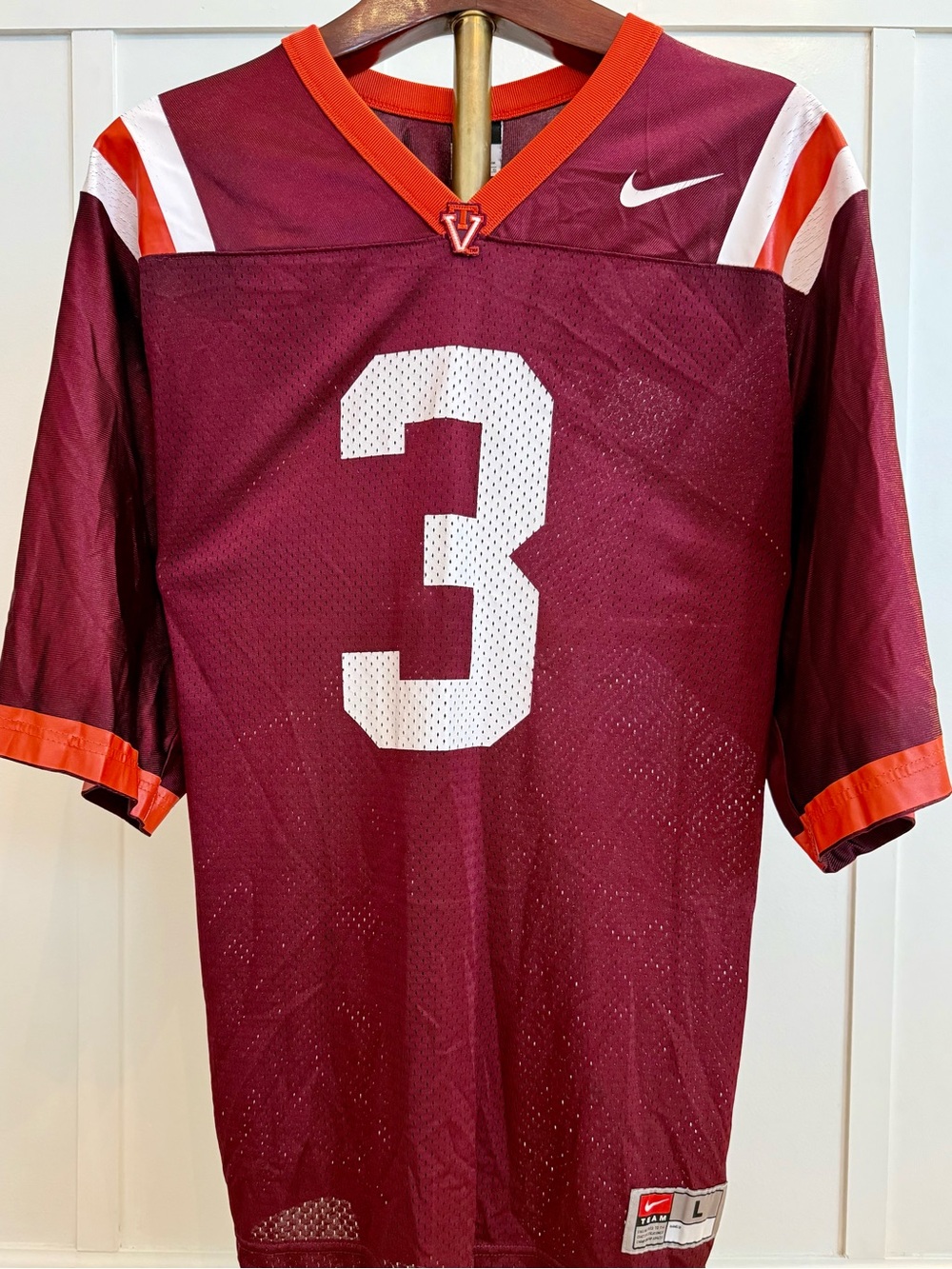 Nike Men’s Maroon & Orange Football Jersey with White Number 3